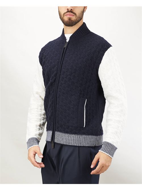 Jacquard wool knit bomber Paolo Pecora PAOLO PECORA | Cardigan | AO01F0022